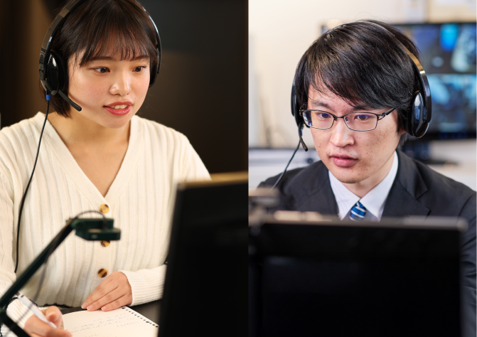 オンラインで授業を受ける生徒と指導する講師